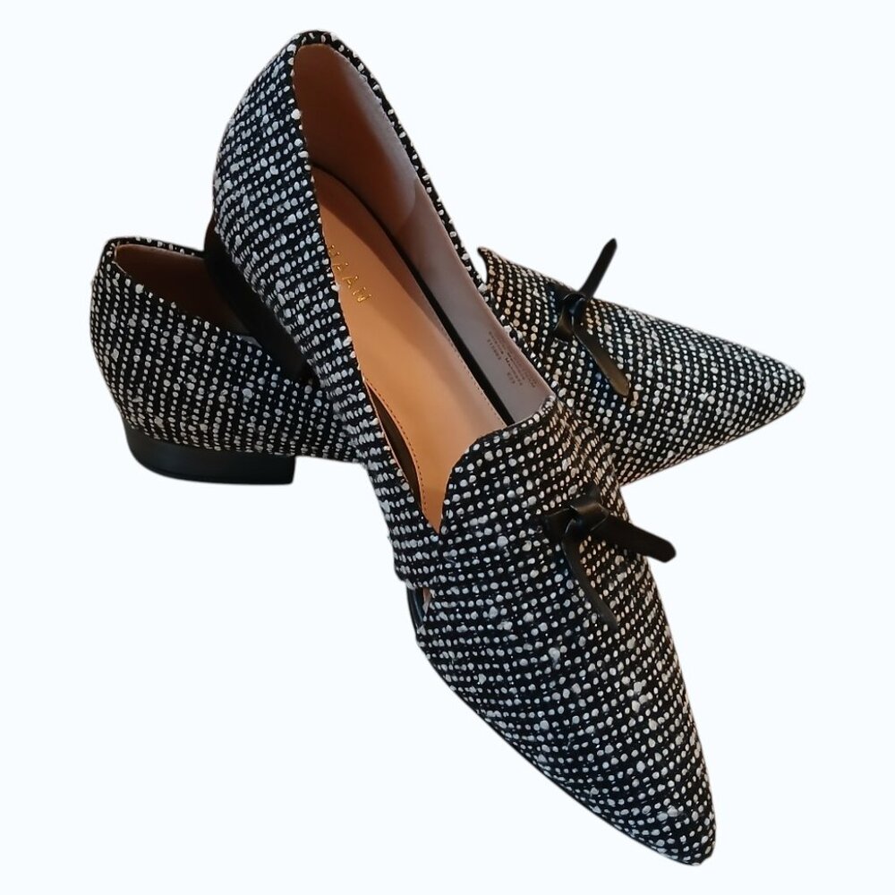 COLE HAAN Viola Black & White Tweed Slip-on Loafers- Like New